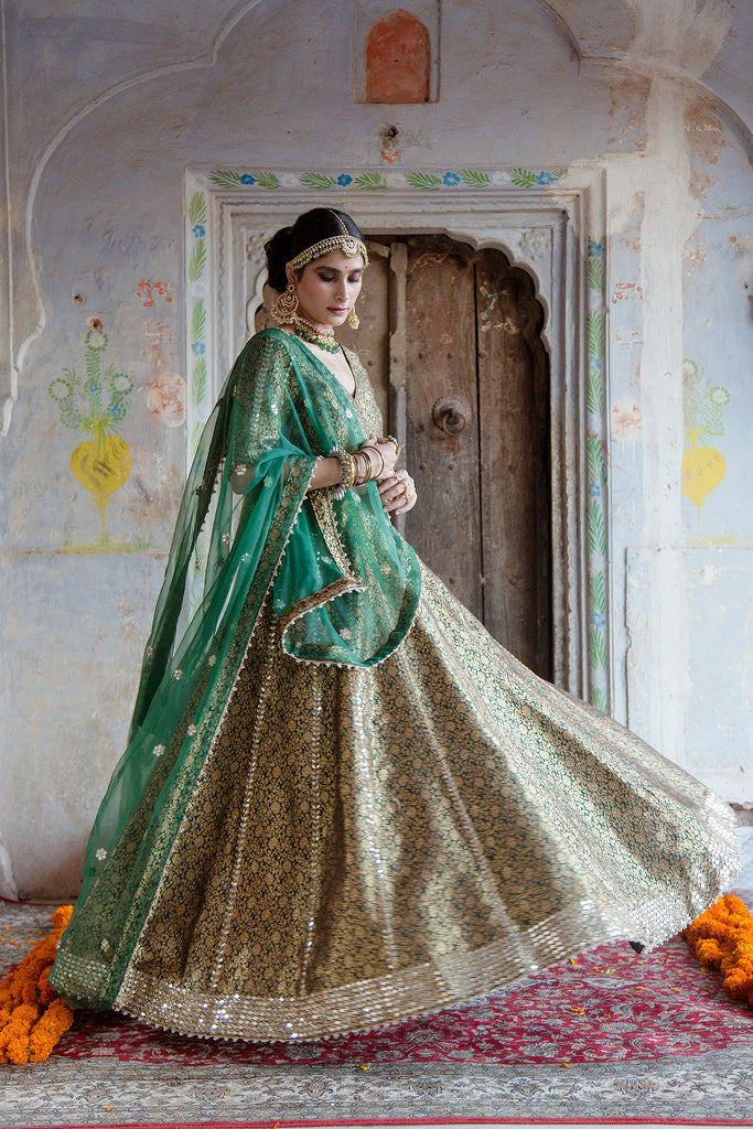 Bride in outlet green lehenga