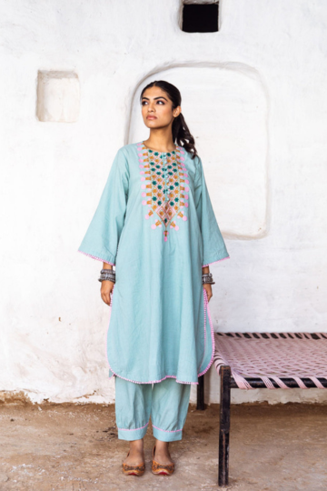 Arzu Sky Embroidered Co-Ord Set