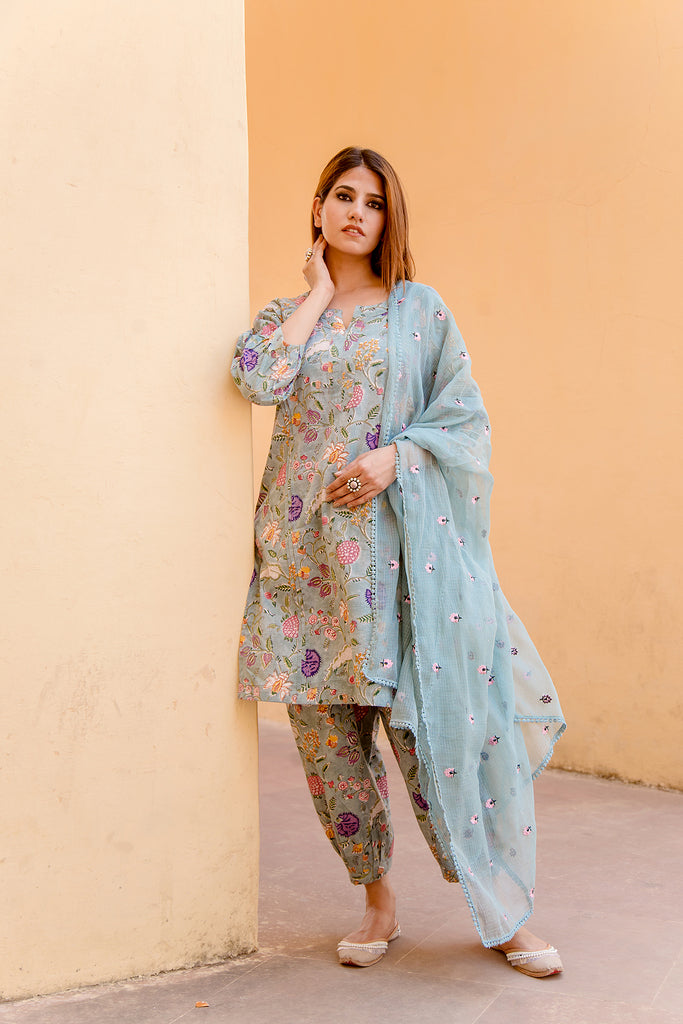 Bloom Sky Straight kurta Set