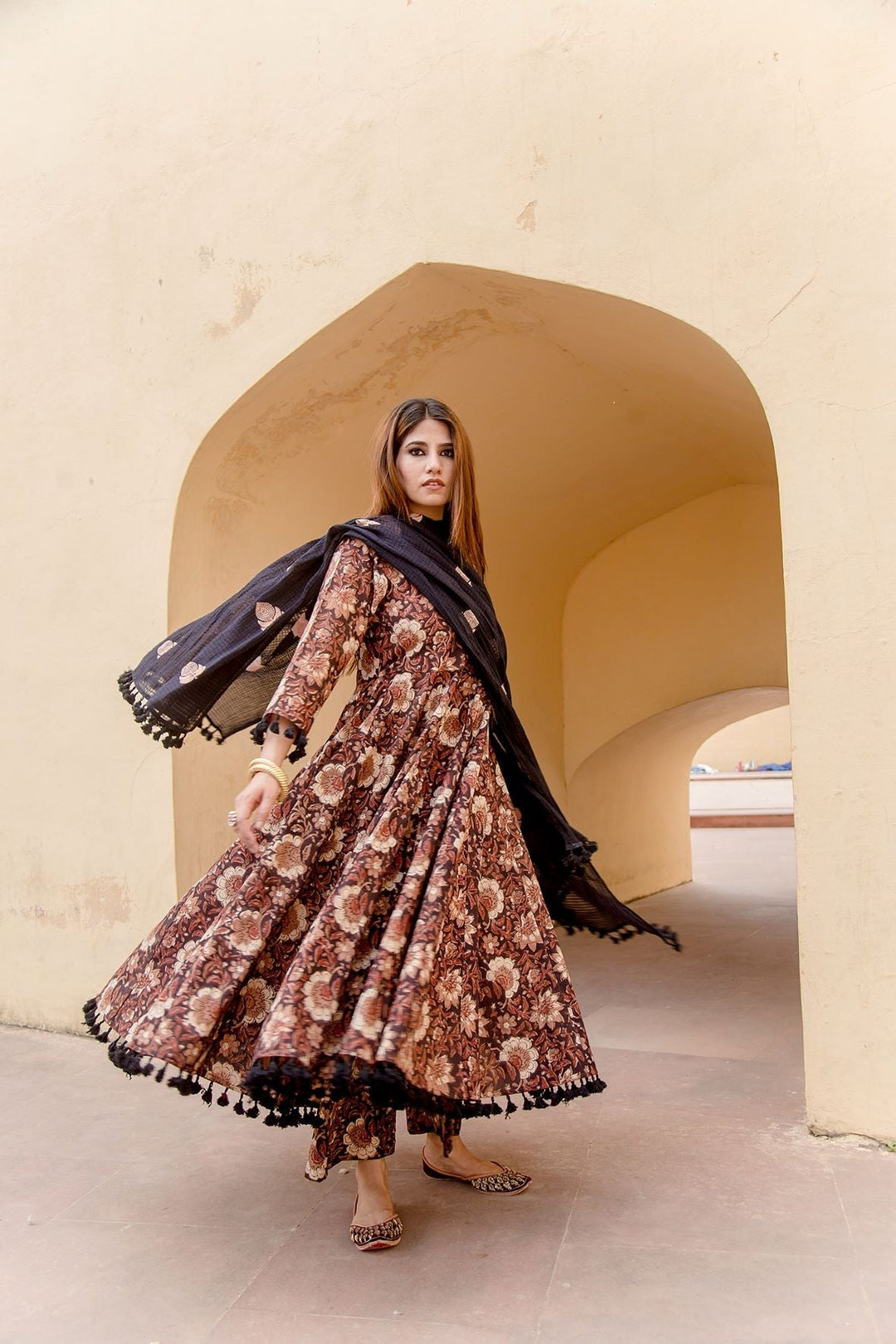 ACACIA BLACK ANARKALI SET Gulabo Jaipur