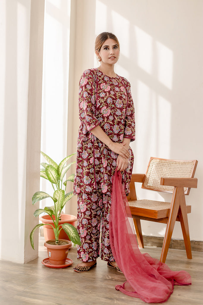 BASIL MAROON SET Gulabo Jaipur