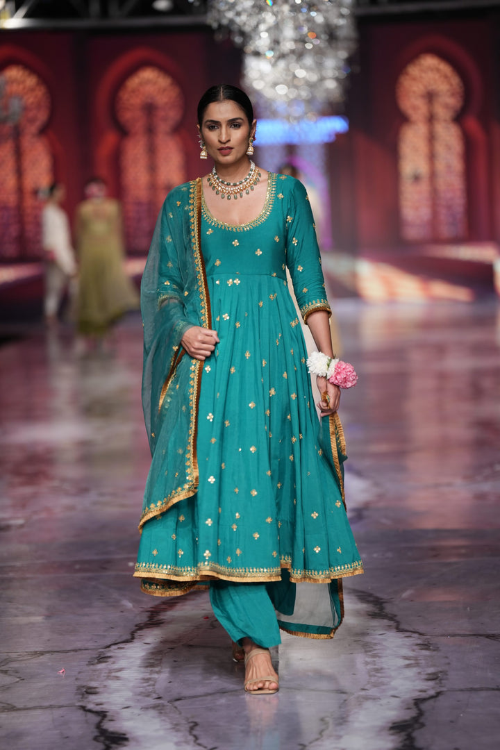 Malala Green Anarkali Set