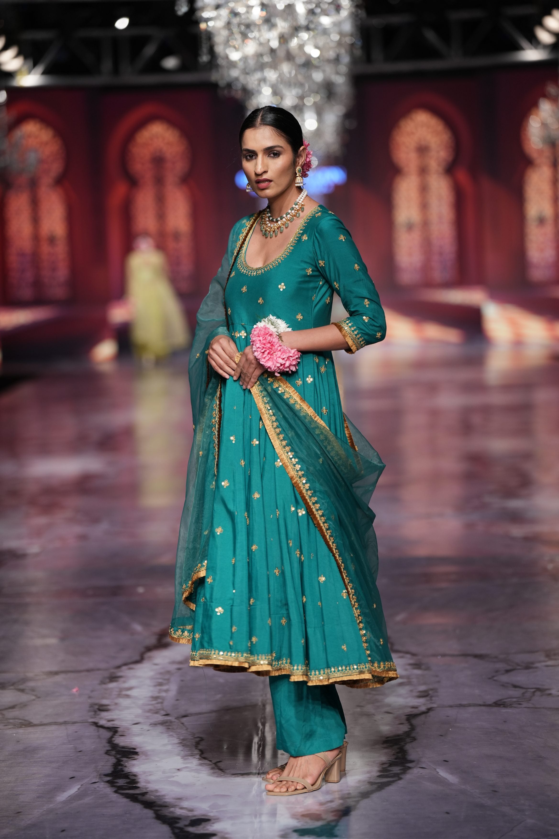 Malala Green Anarkali Set