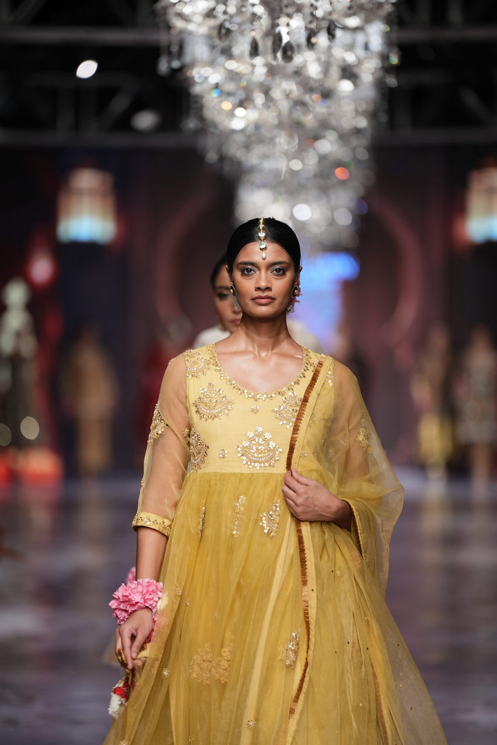 Sunhari Mustard Anarkali Set