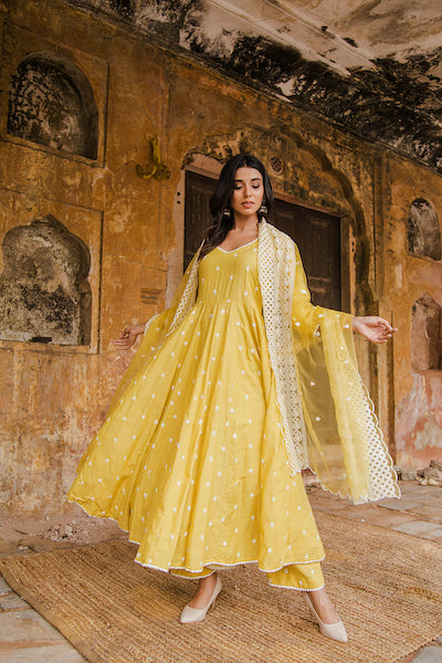 Deepika Padukone In Hairat Yellow Anarkali Set Gulabo Jaipur