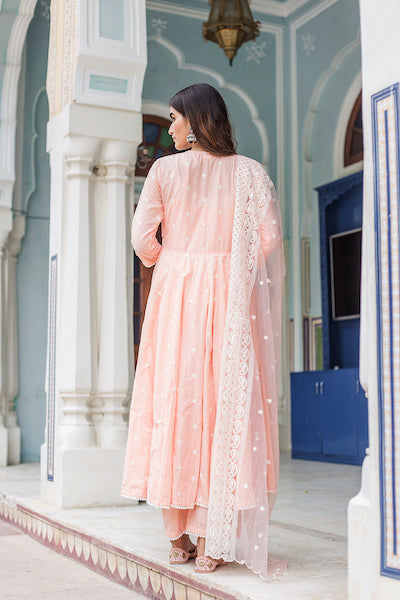 Hairat Peach Anarkali Set Gulabo Jaipur