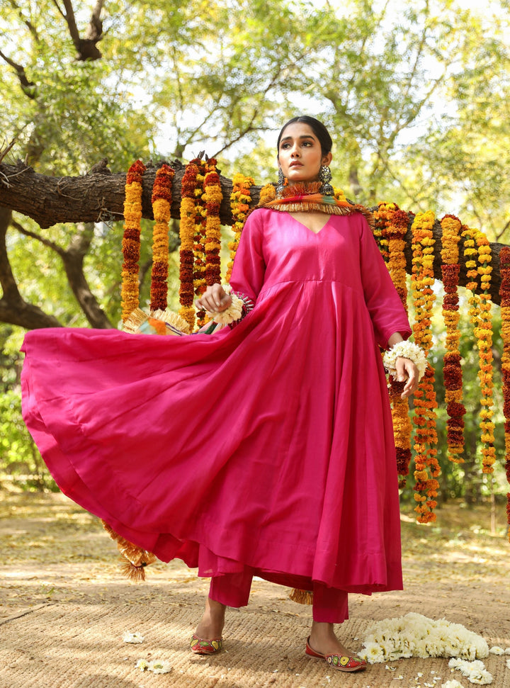 Hema Pink Anarkali Set Gulabo Jaipur