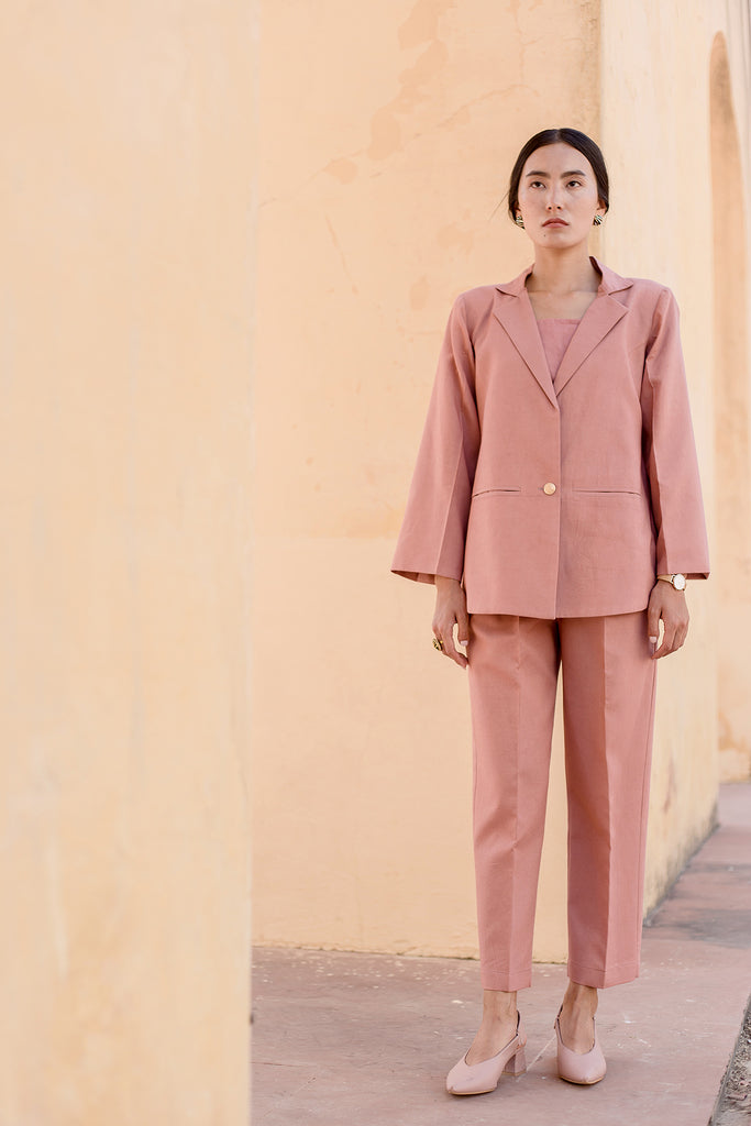 Reha Peach Coat Pant Set