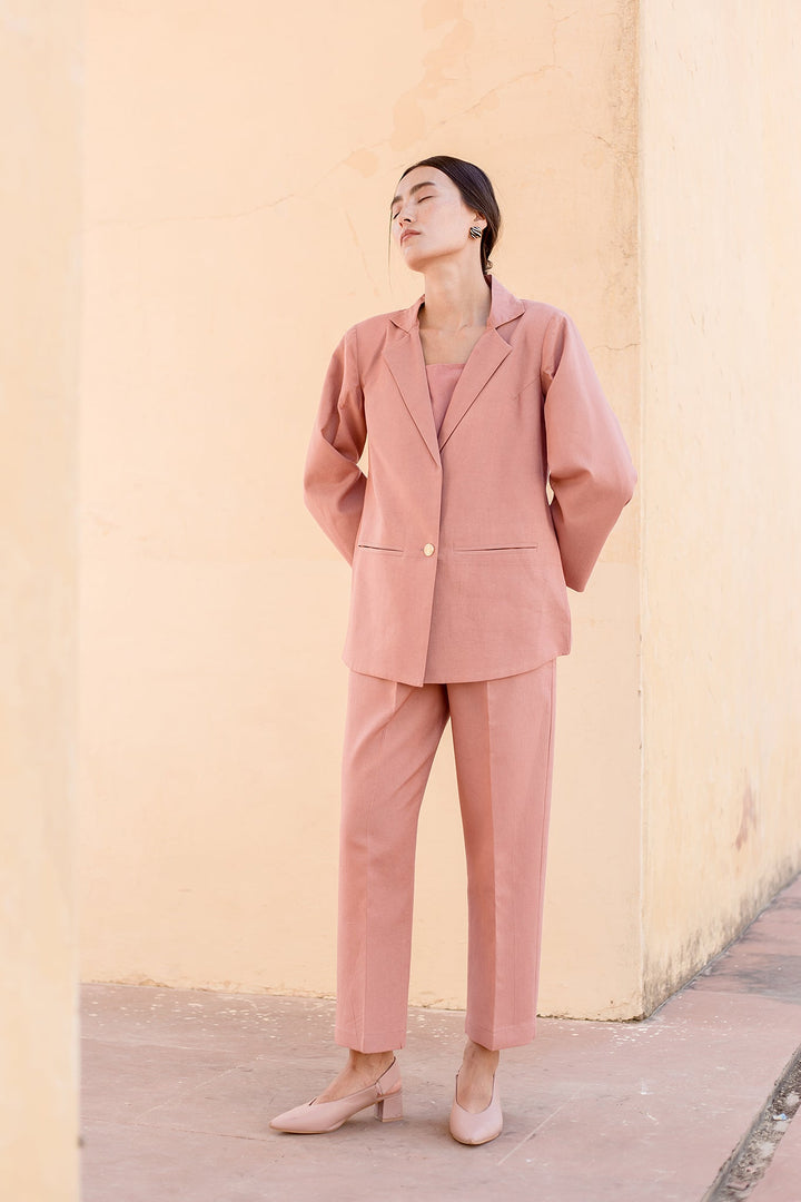 Reha Peach Coat Pant Set