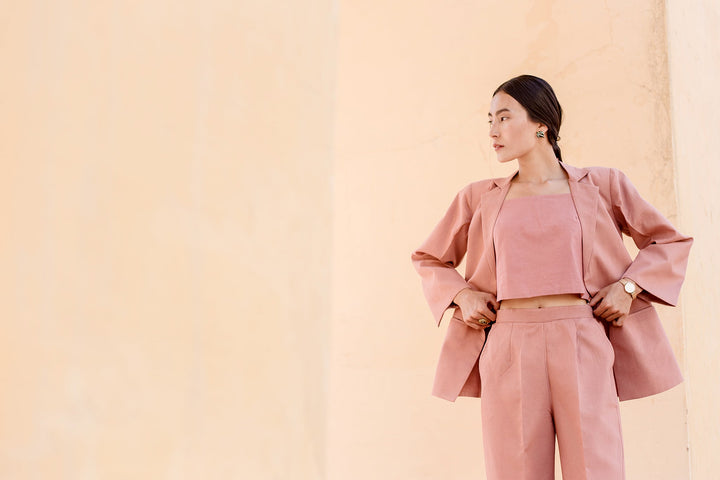 Reha Peach Coat Pant Set