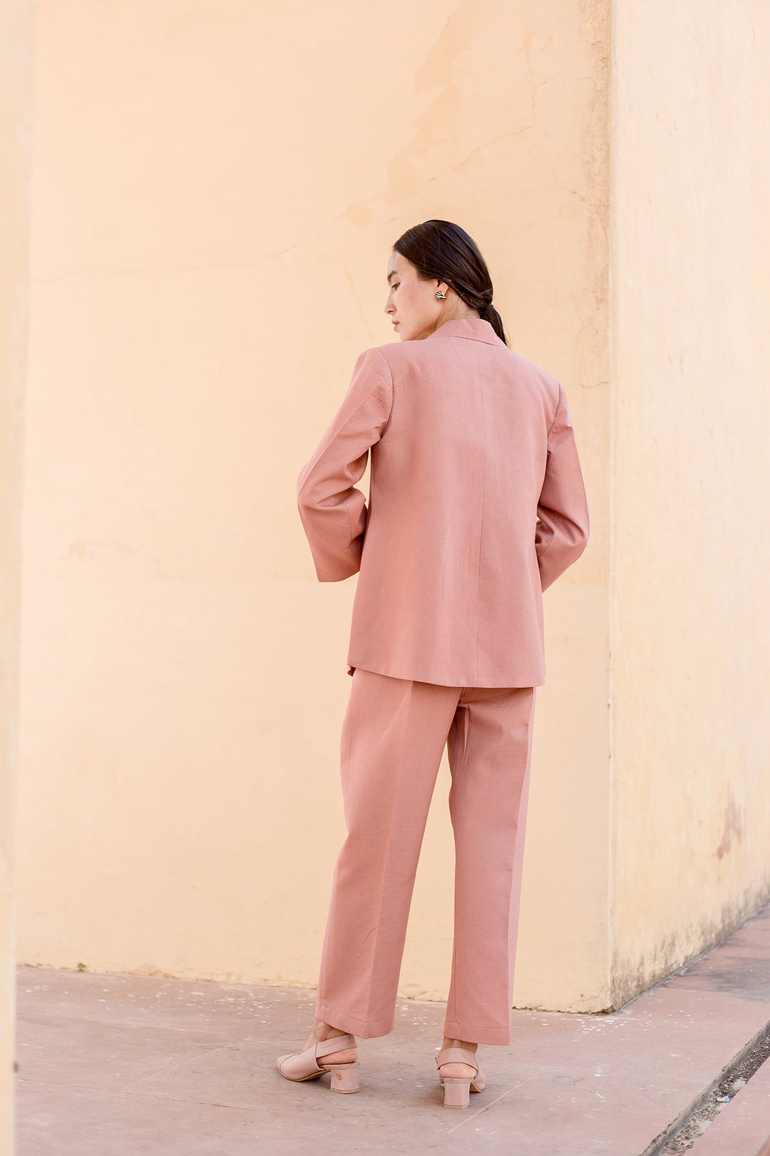 Reha Peach Coat Pant Set