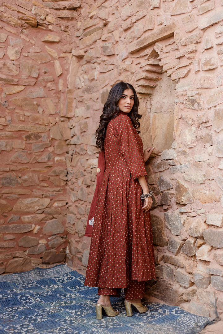 Padma Brown Anarkali Set