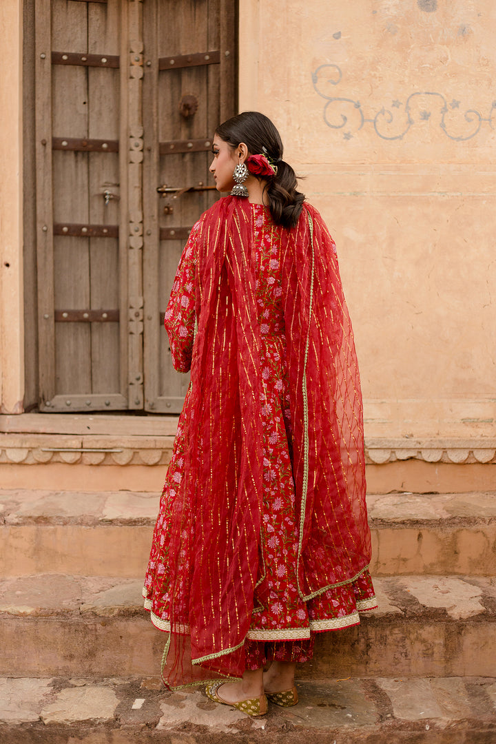 Prital Taari Red Anarkali Set