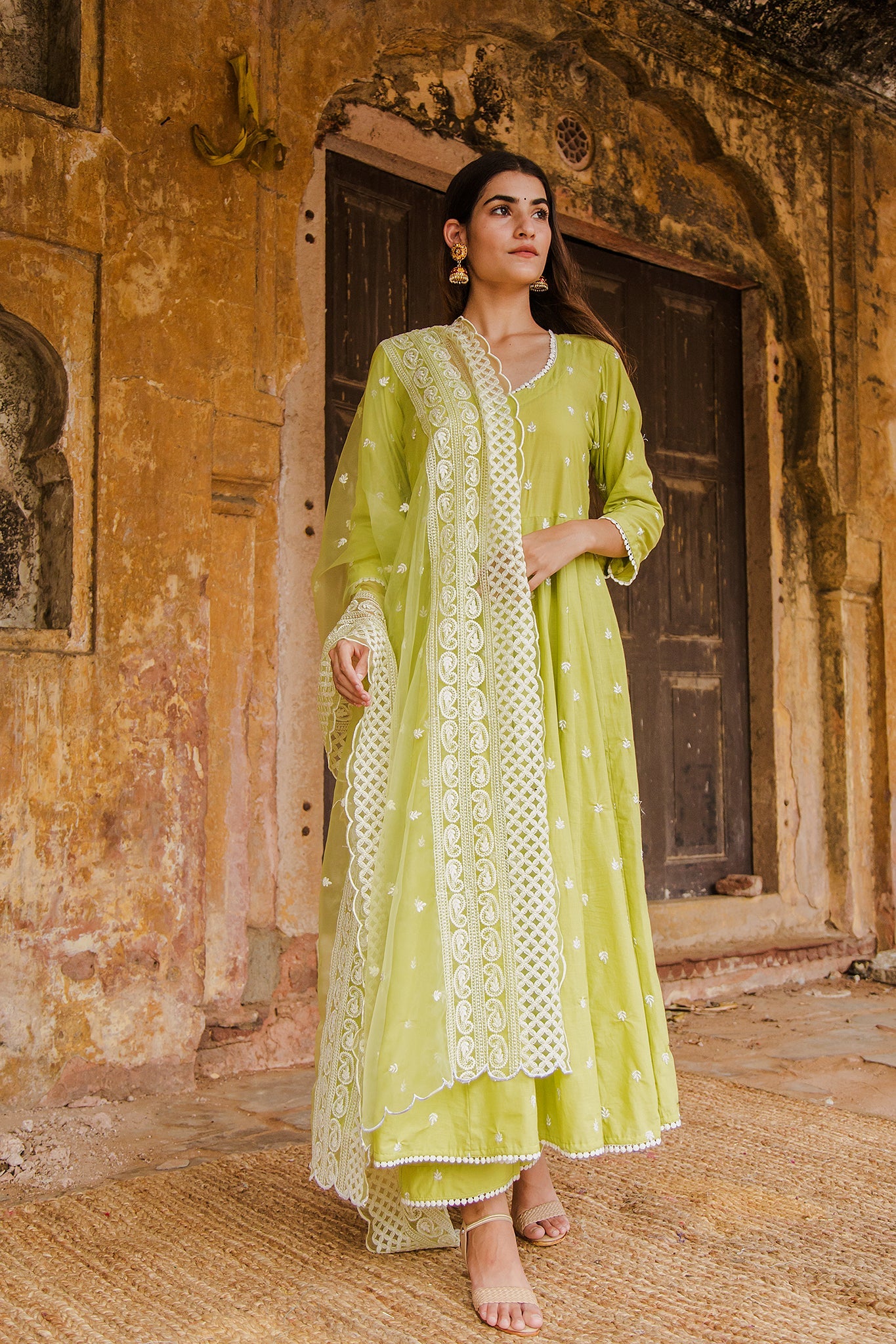 Hairat Green Anarkali Set