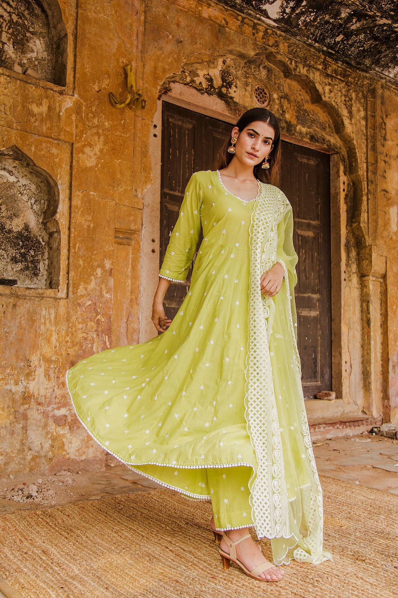 Hairat Green Anarkali Set