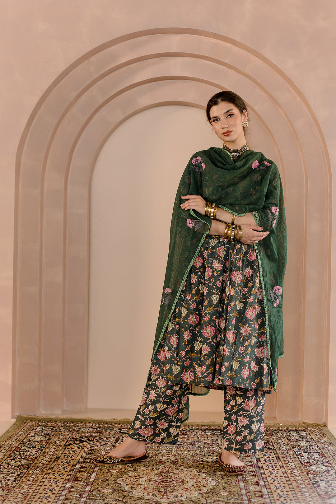 Sparrow Green Anarkali Set