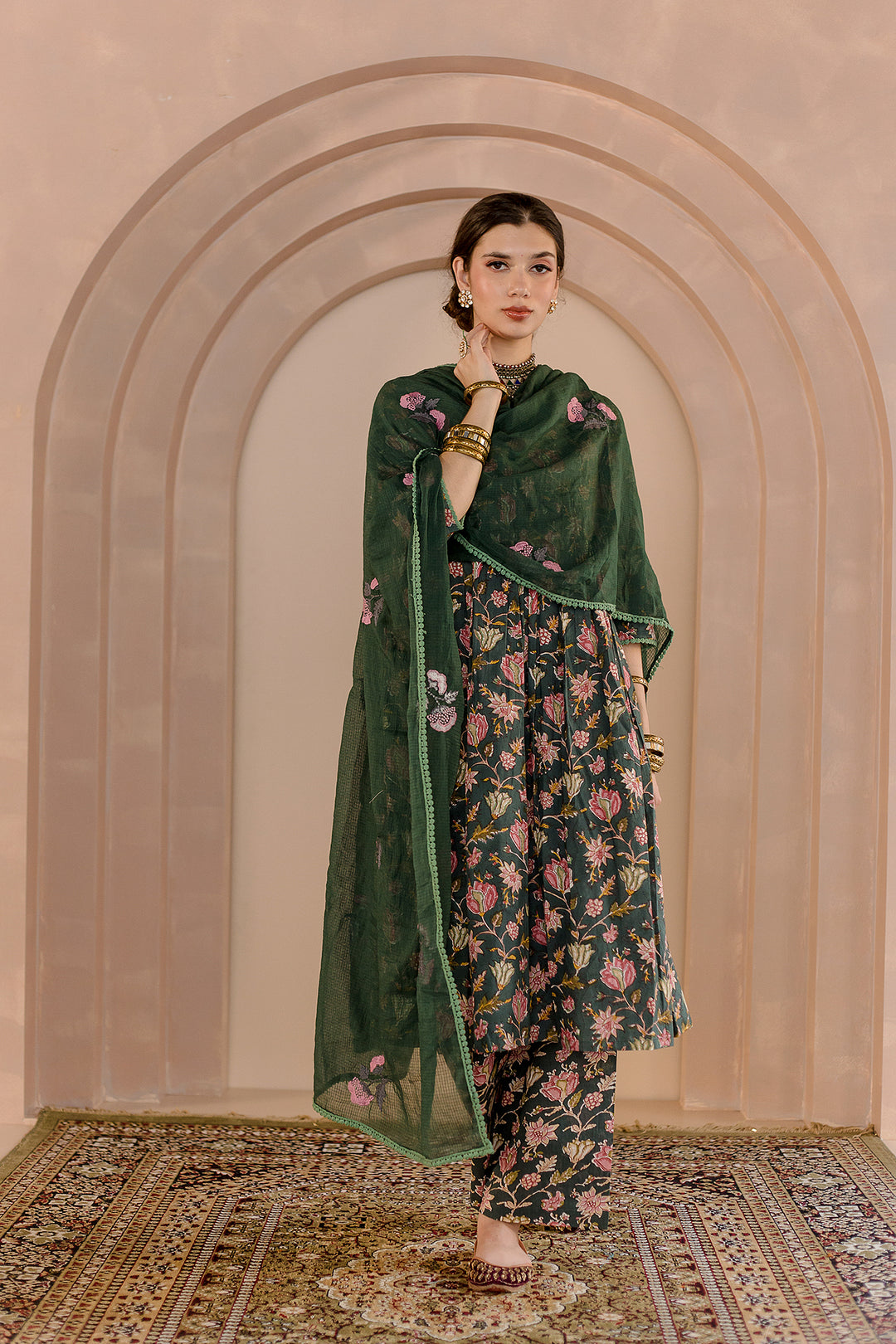 Sparrow Green Anarkali Set