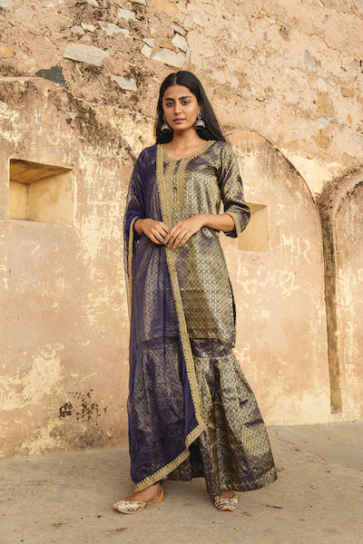 Nimra Blue Sharara Set