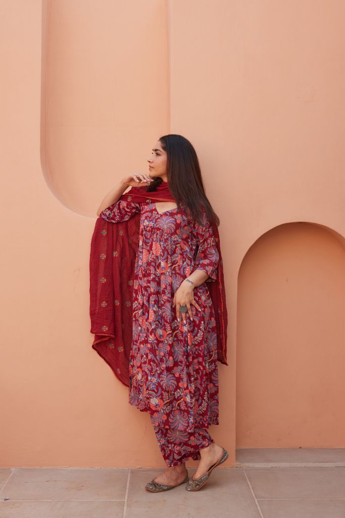 Suki Red  Anarkali Set