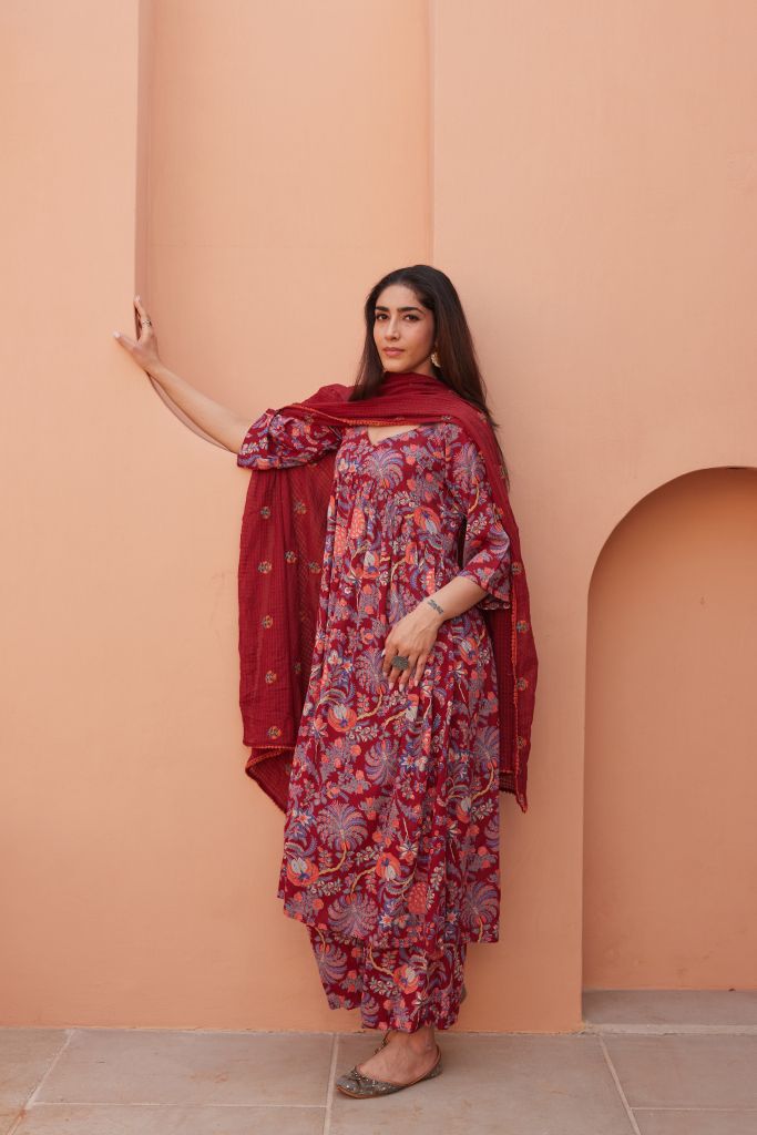 Suki Red  Anarkali Set