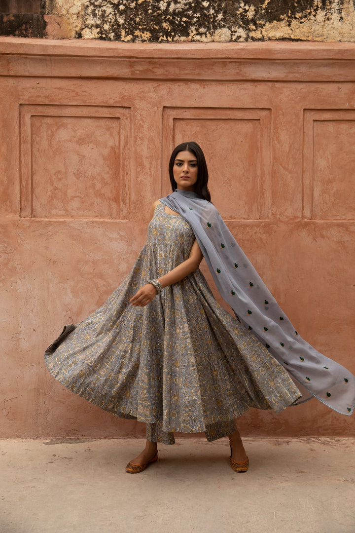 Noorani Blue Anarkali Set Gulabo Jaipur