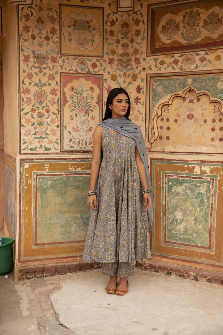 Noorani Blue Anarkali Set Gulabo Jaipur