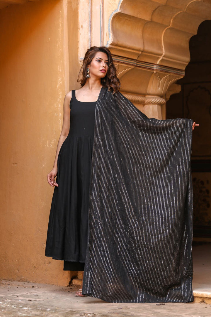 Noori Black Anarkali Set Gulabo Jaipur