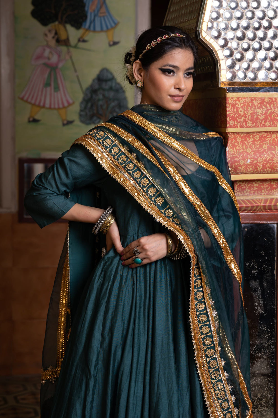 Shri Green Anarkali Set