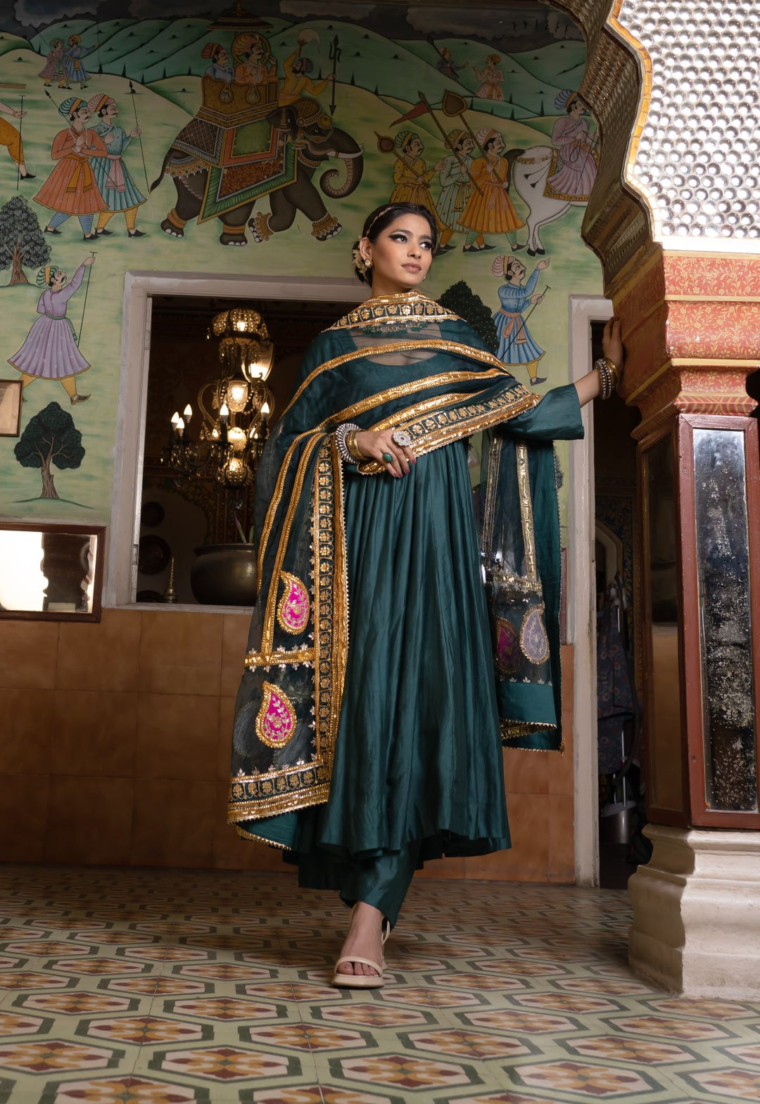 Shri Green Anarkali Set