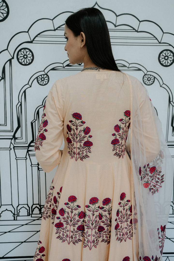 Wafa Peach Anarkali Set