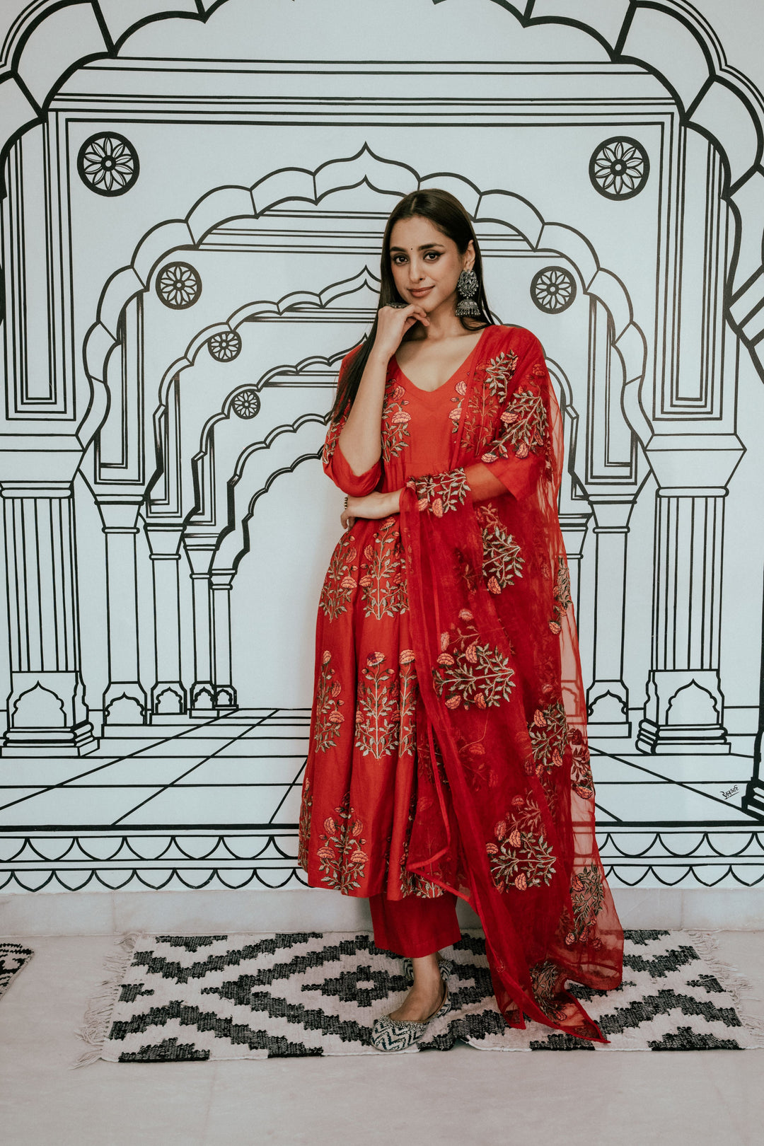 Wafa Red Anarkali Set