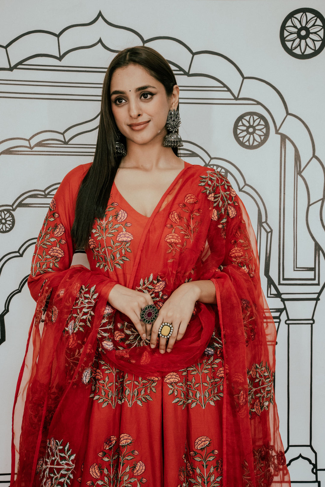 Wafa Red Anarkali Set