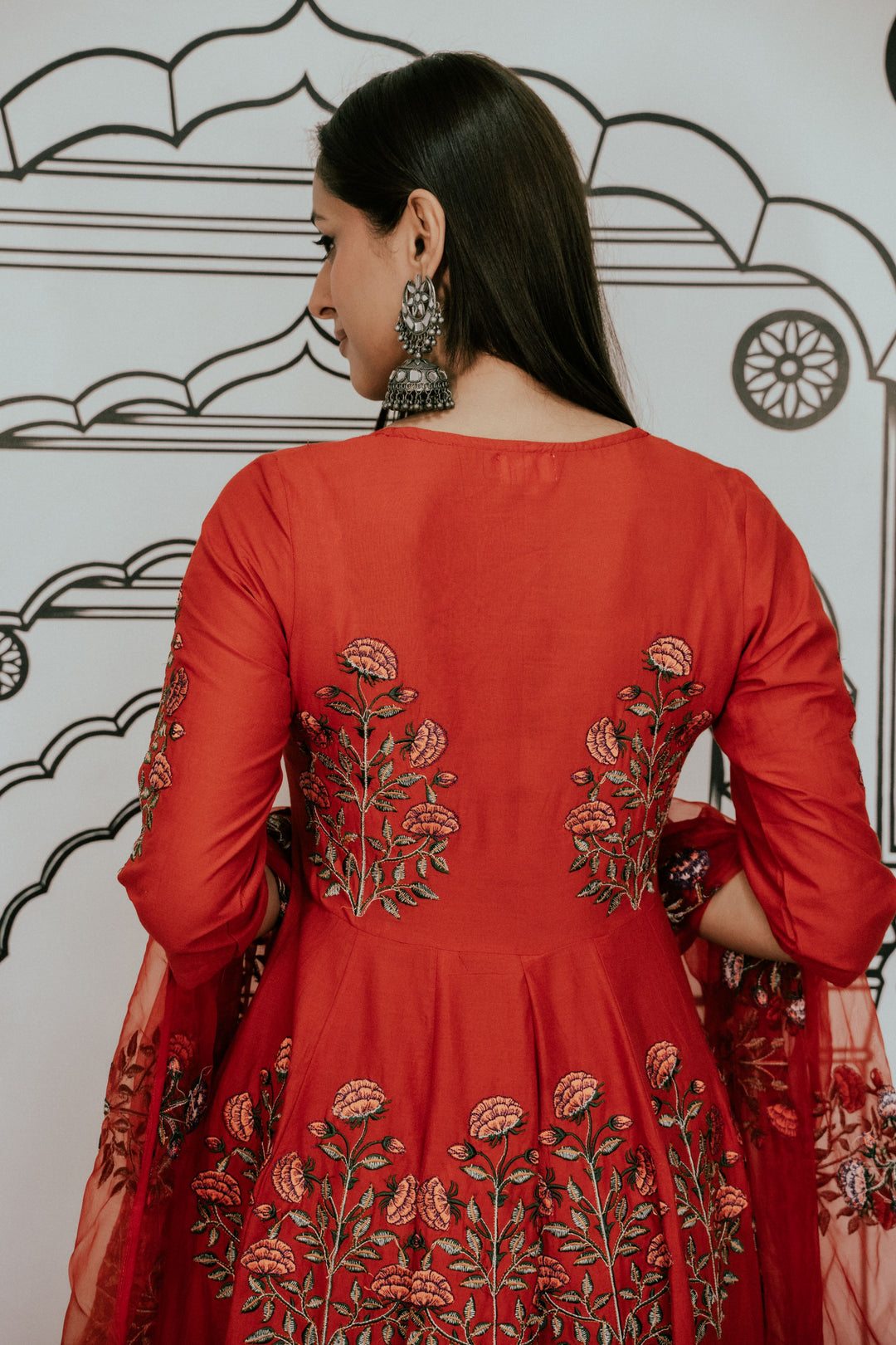 Wafa Red Anarkali Set