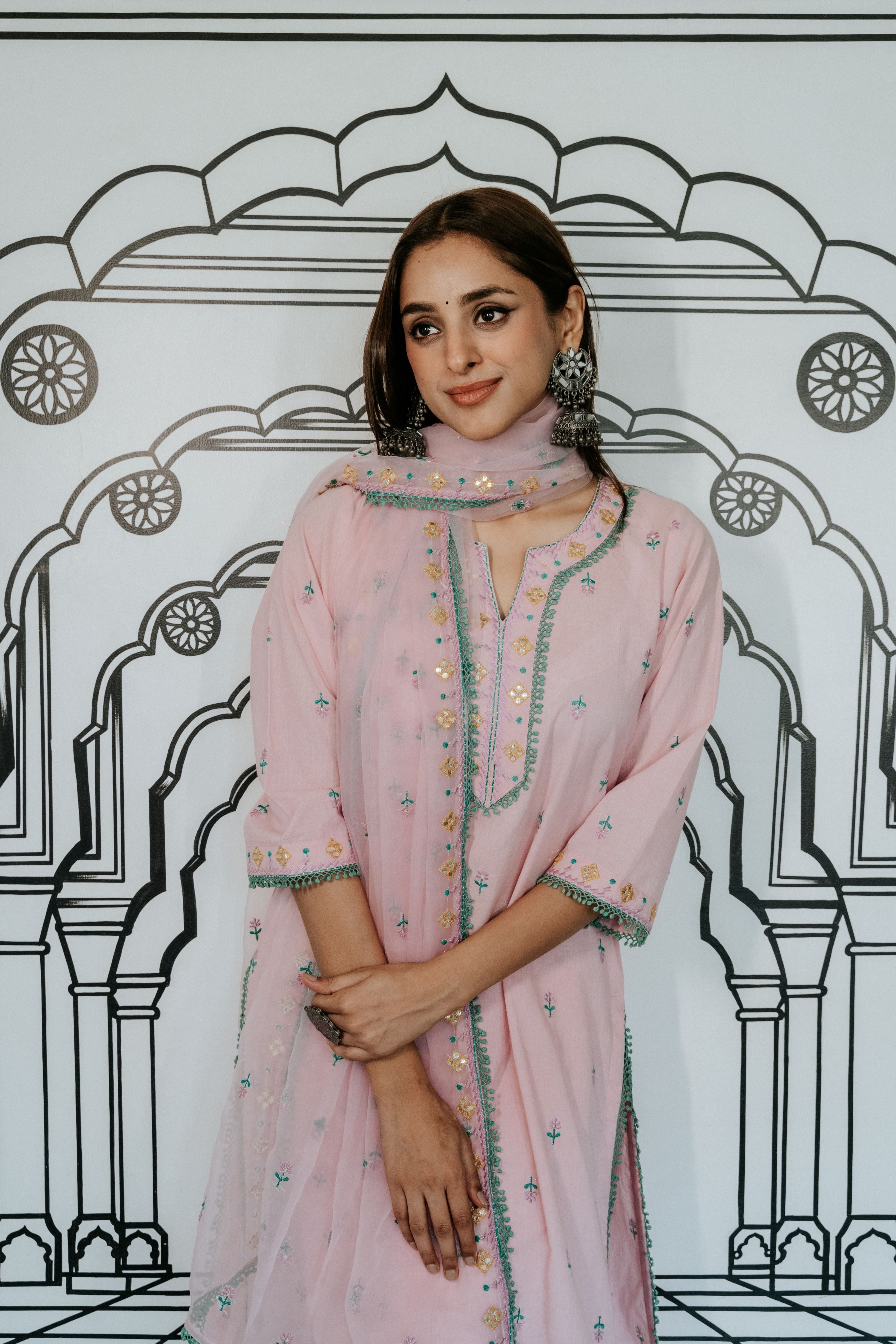 Niha Light Pink Straight Kurta Set