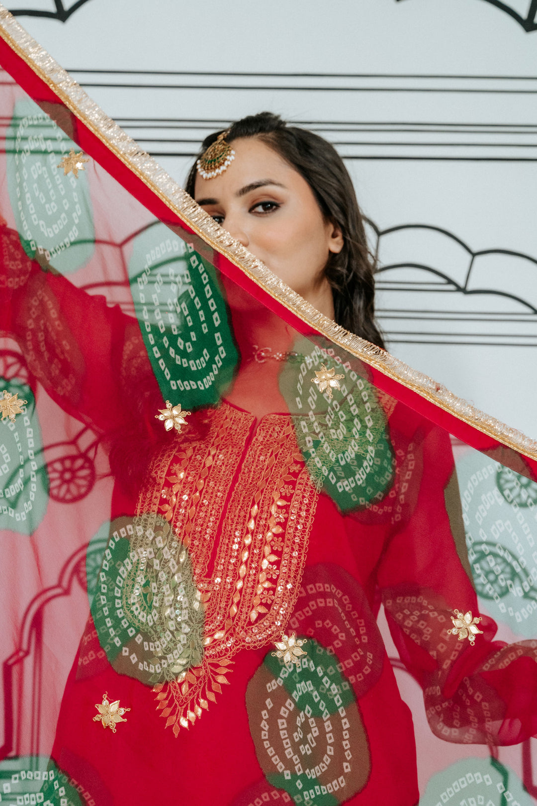 Aksar Red Sharara Set