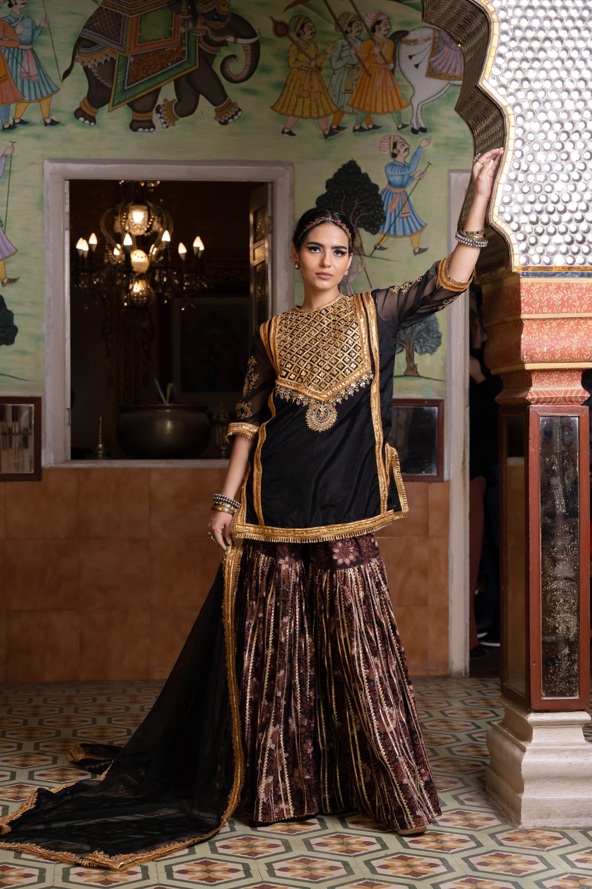 Black and golden clearance sharara