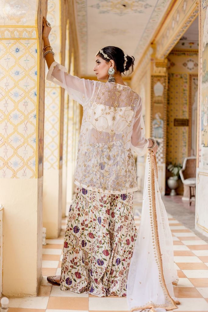 ATEFA WHITE SHARARA SET Gulabo Jaipur