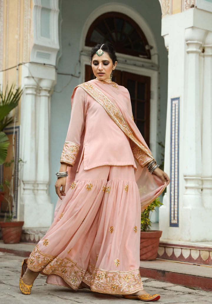 Afroz Peach Sharara Set Gulabo Jaipur