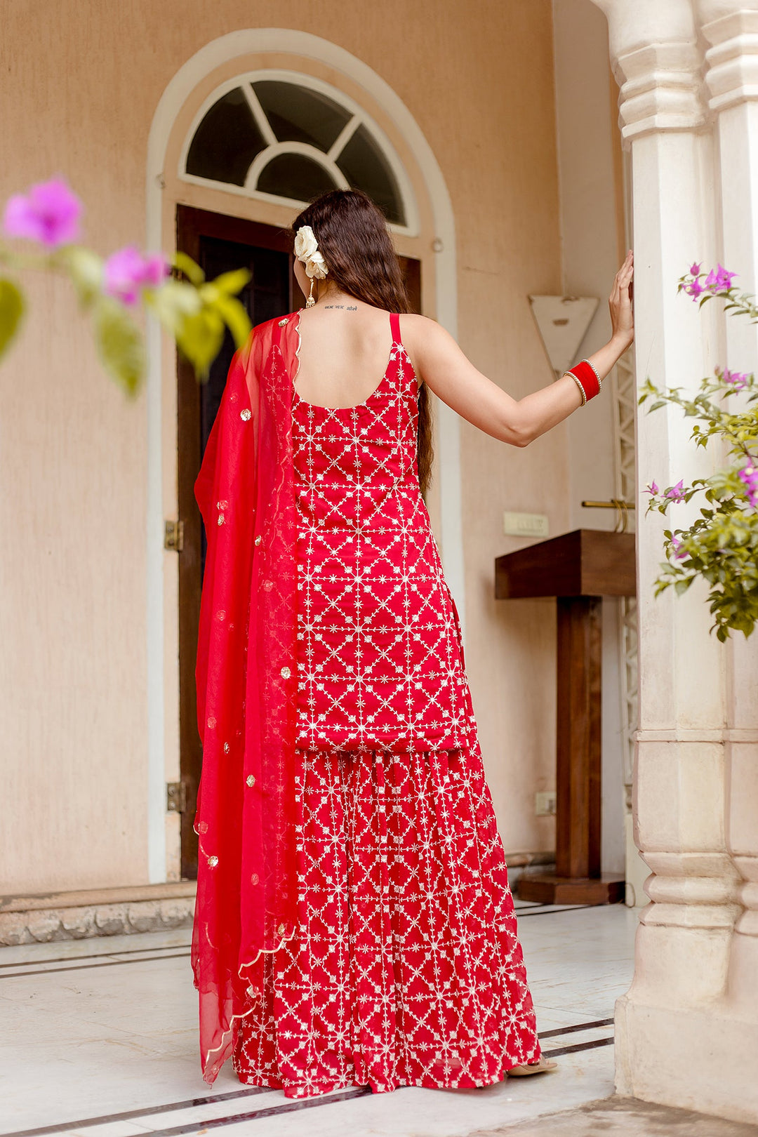 Bahaar Red Sharara Set Gulabo Jaipur