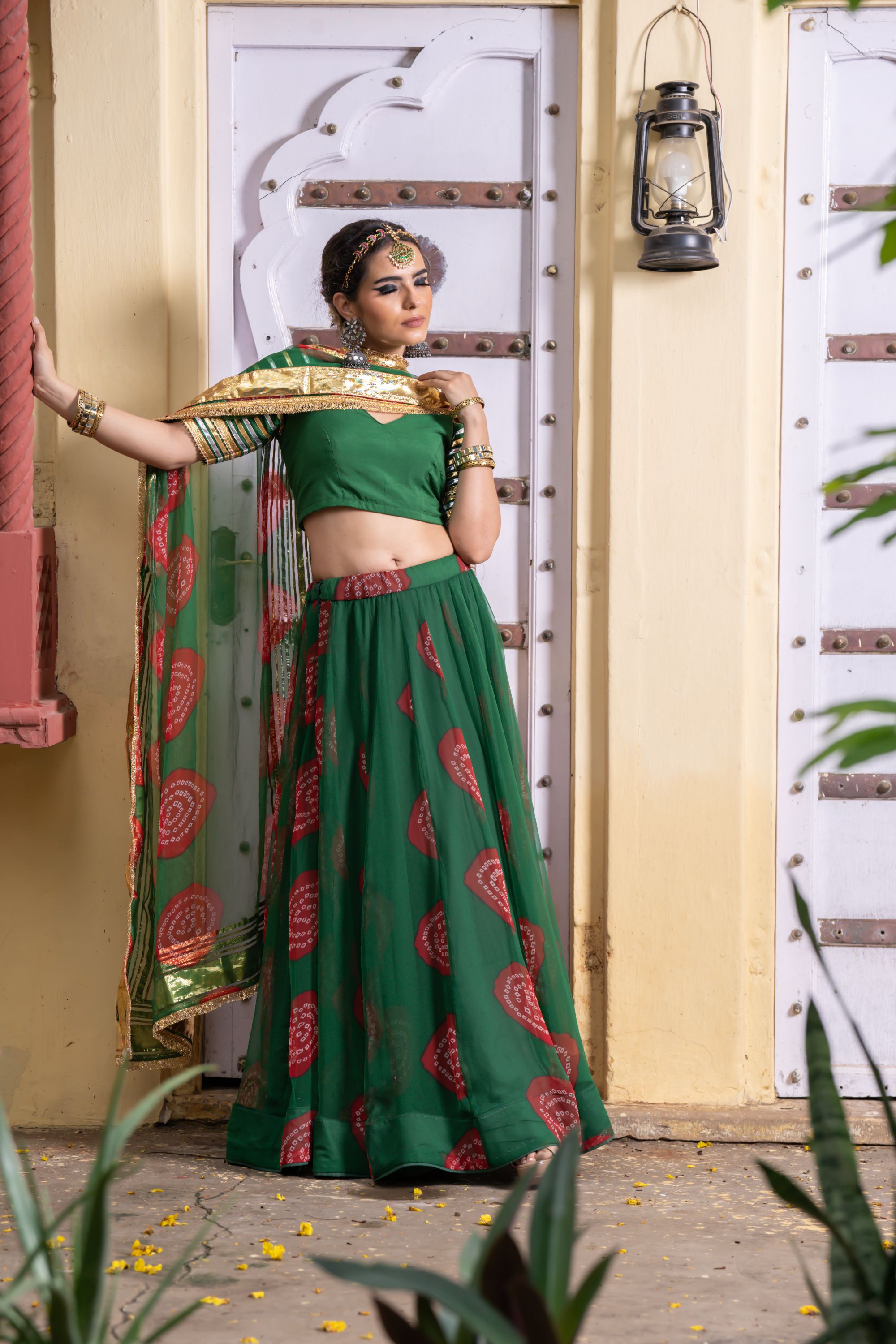 CHANCHAL GREEN LEHENGA SET Gulabo Jaipur 2507