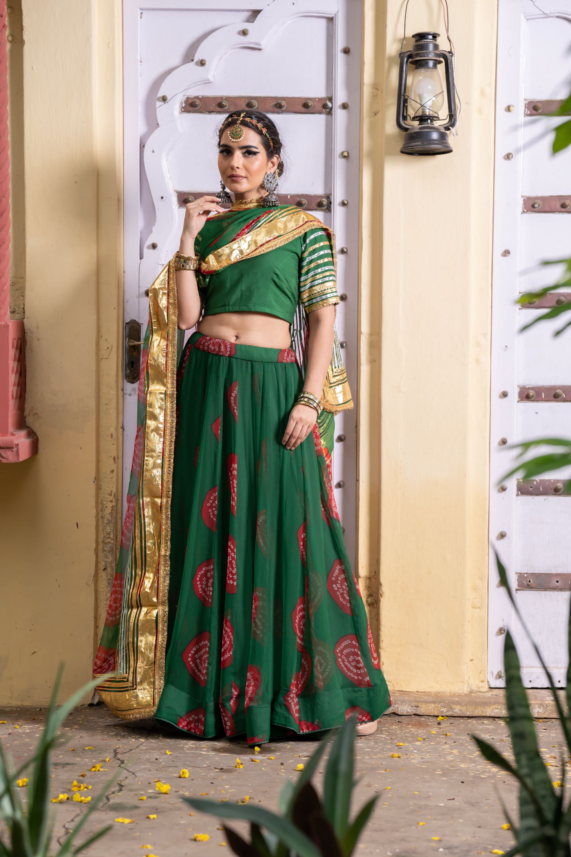 Resham Thread Detailing Chaya Blue Velvet Lehenga with Organza Dupatta