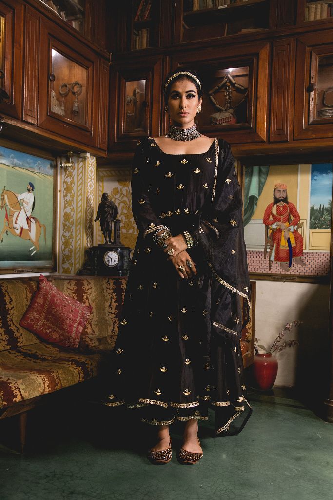 CHANDNI BLACK ANARKALI SET Gulabo Jaipur