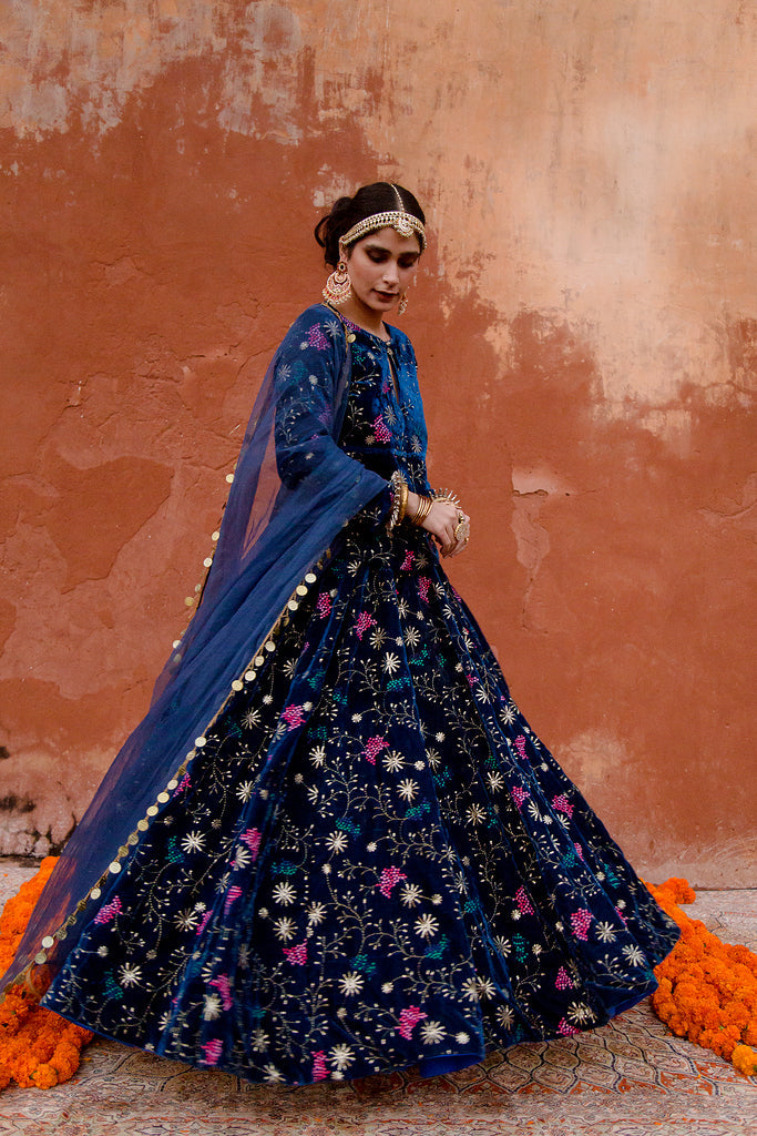 Tri-Color Batik Shaded Lehenga Choli from Jaipur | Exotic India Art
