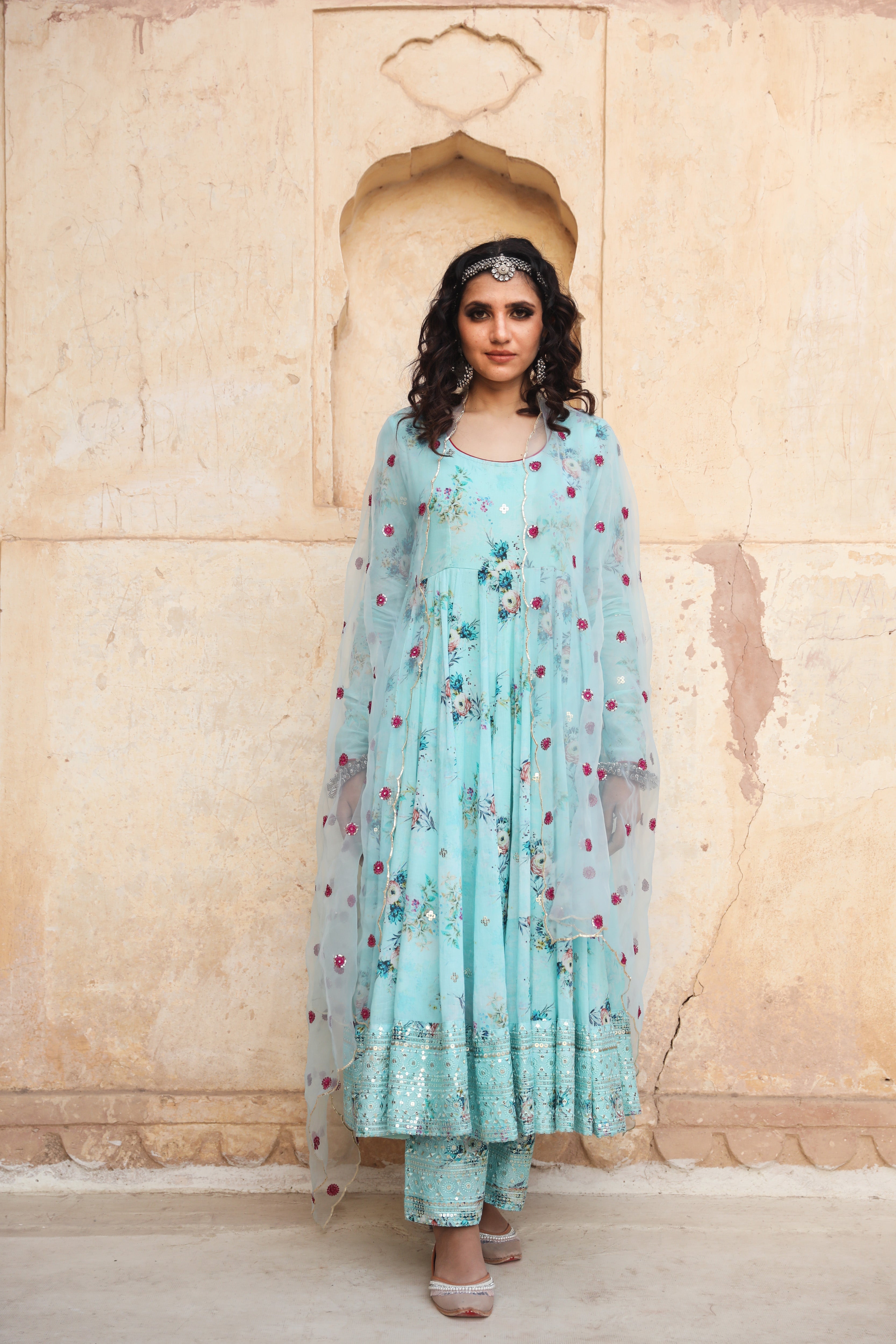 Aashirwad Creation Alizza Fashionable Anarkali Gown Blue Color DN 8526