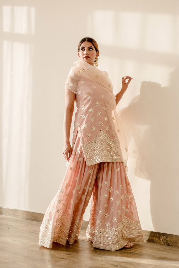 Haseen Peach Sharara Set Gulabo Jaipur