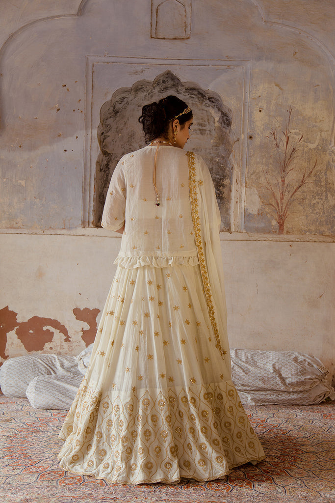 GOTA PATTI GULNOOR IVORY LEHENGA SET WITH ORGANZA DUPATTA