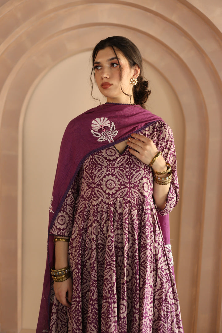 Shaila Purple Anarkali Set