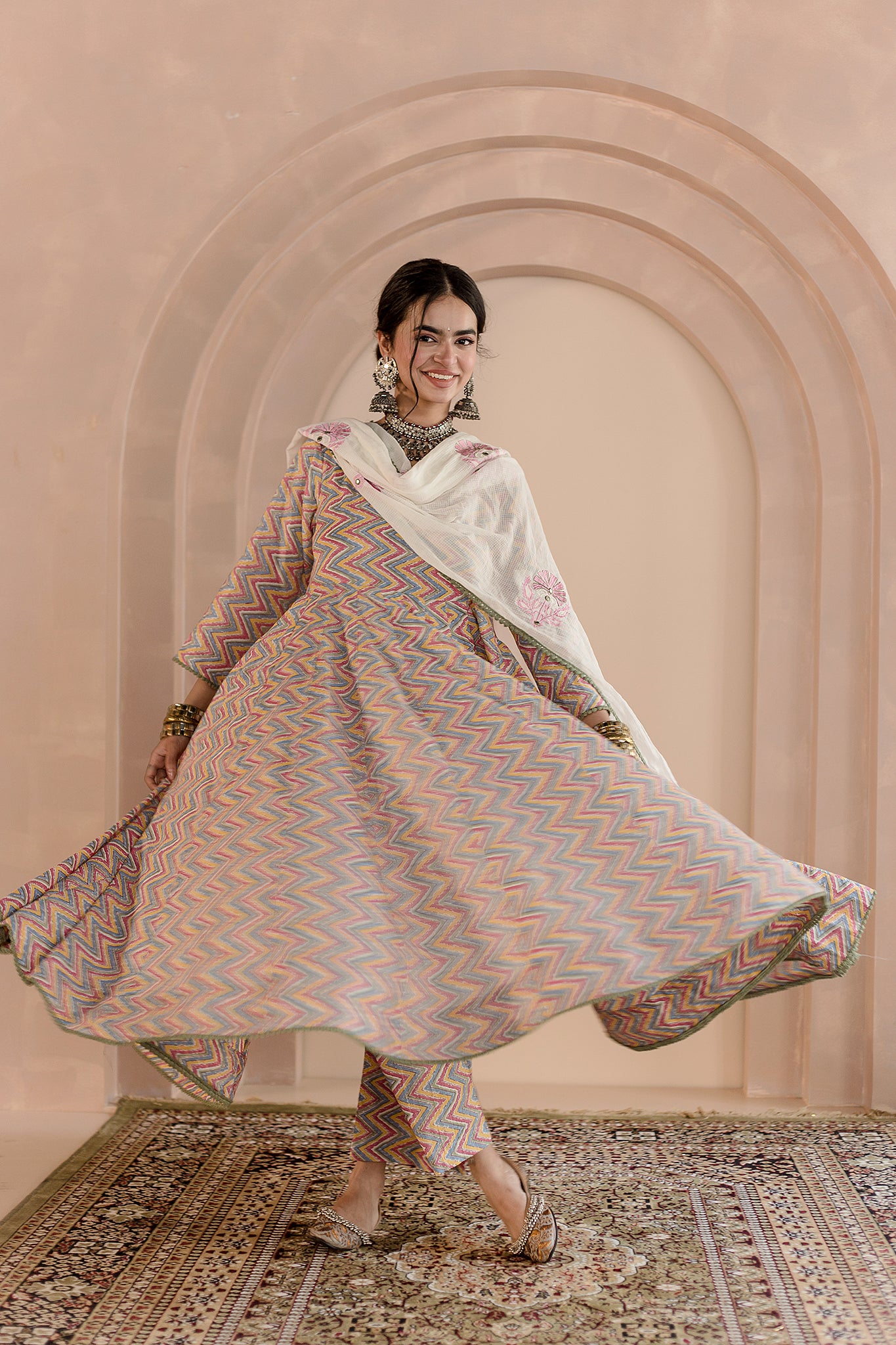 White hotsell cotton anarkali