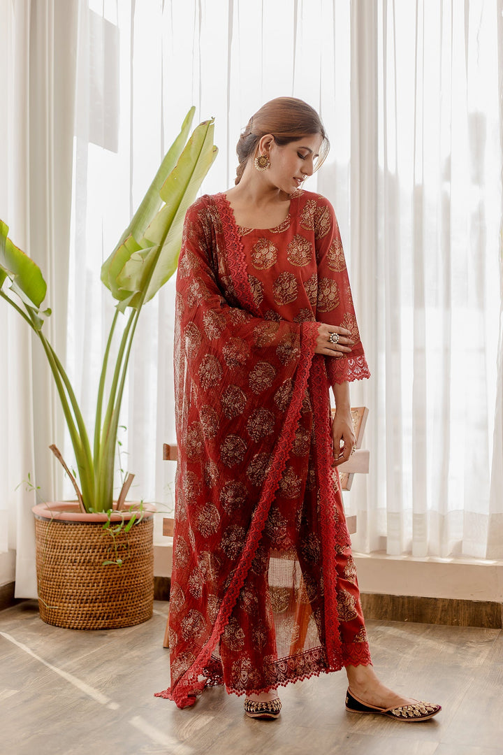 JASMINE RED STRAIGHT SET Gulabo Jaipur