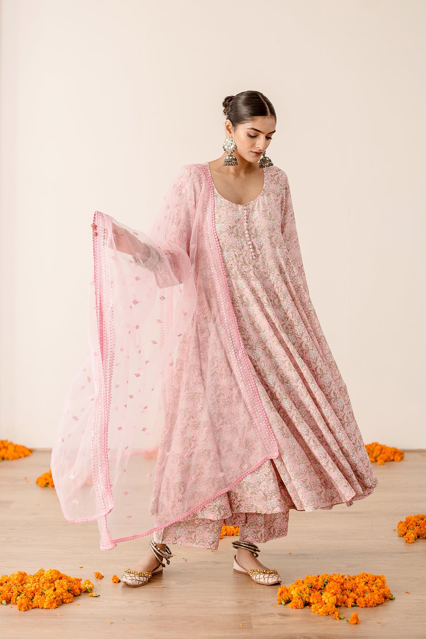 Light pink hotsell anarkali dress